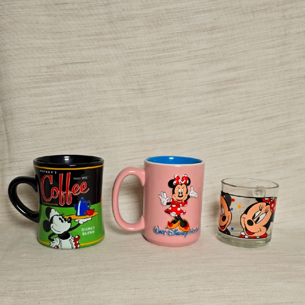 Disney Mickey and Minnie Mouse Mug Set Of 3 Souvenir Gift